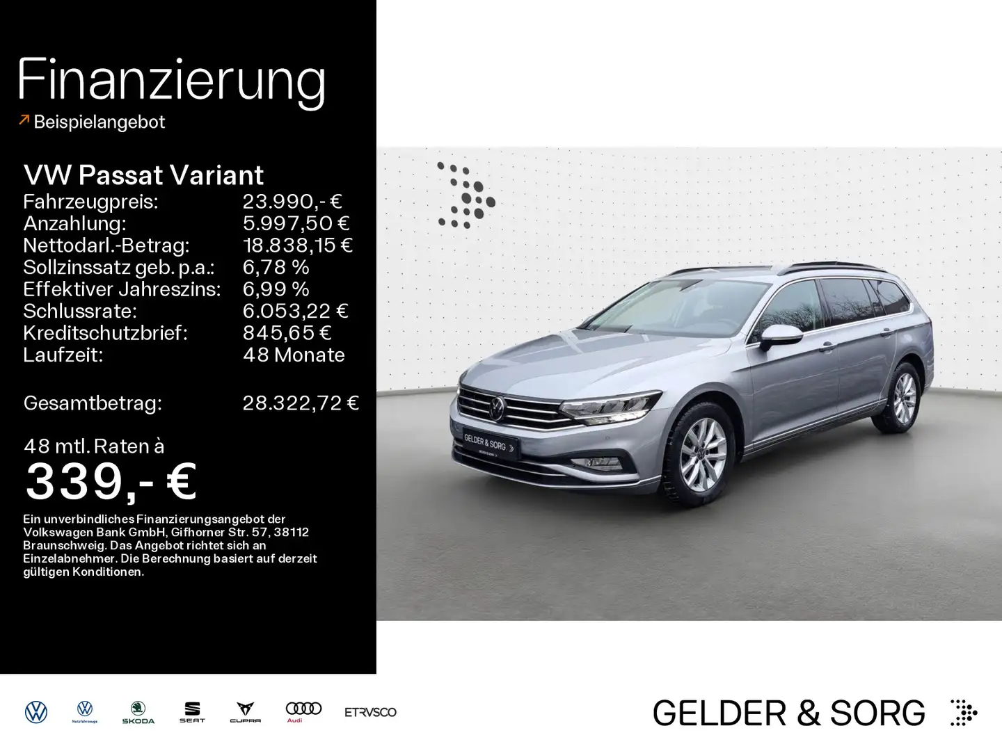 Volkswagen Passat Variant 2.0 TDI Business ACC*SHZ*AHK*LED Silber - 1