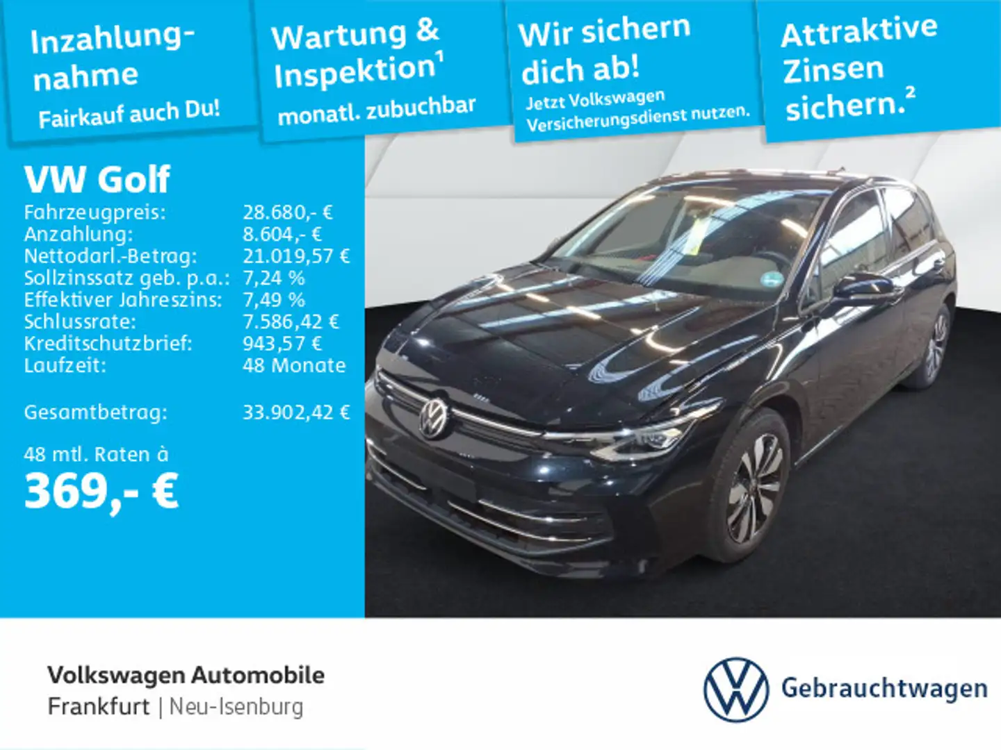 Volkswagen Golf VIII 2.0 TDI DSG Goal Navi LEDPlus DAB+ Fro Schwarz - 1