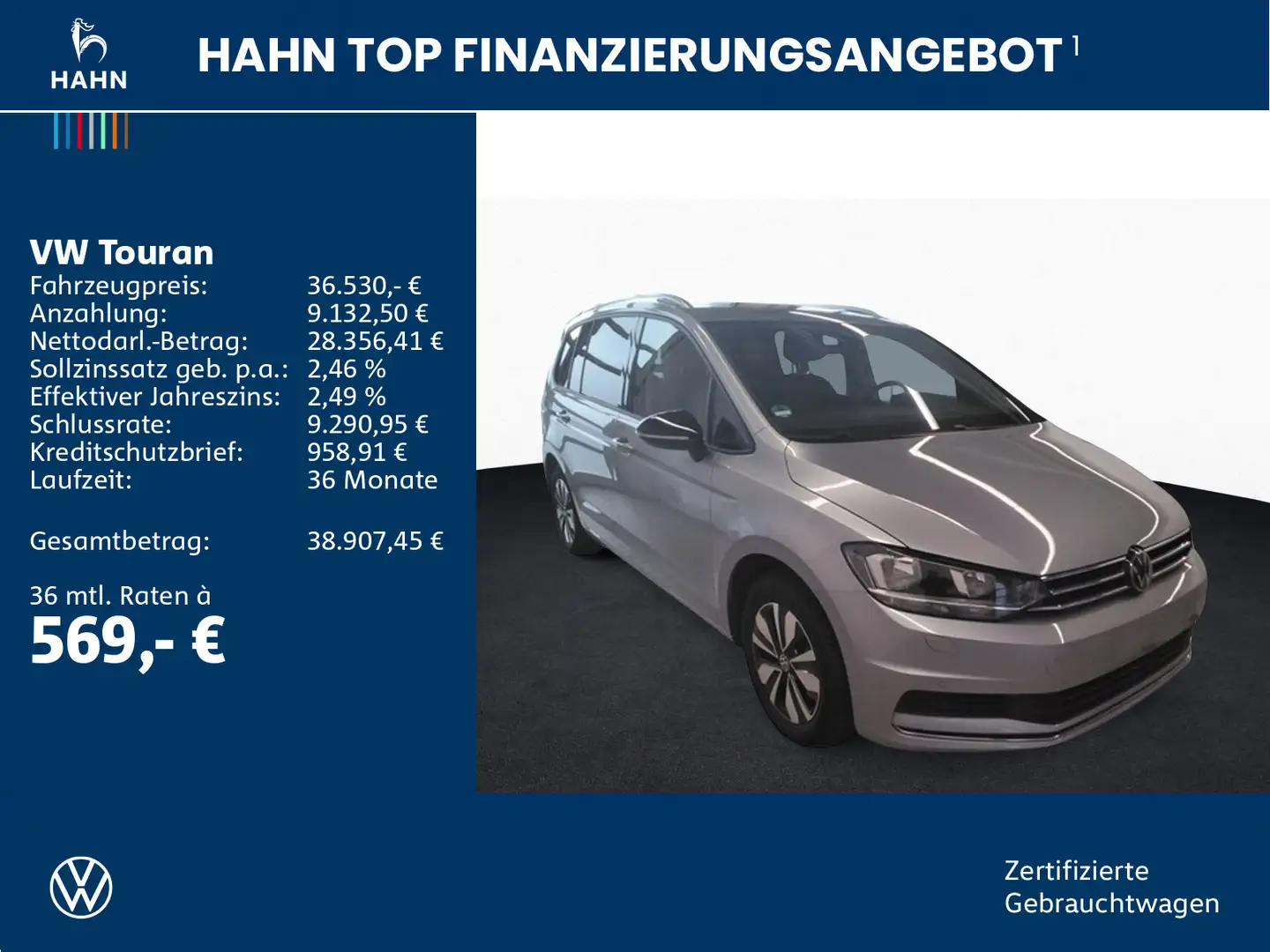Volkswagen Touran 2.0TDI DSG Goal 7-Sitze ACC Navi PDC SHZ Silber - 2