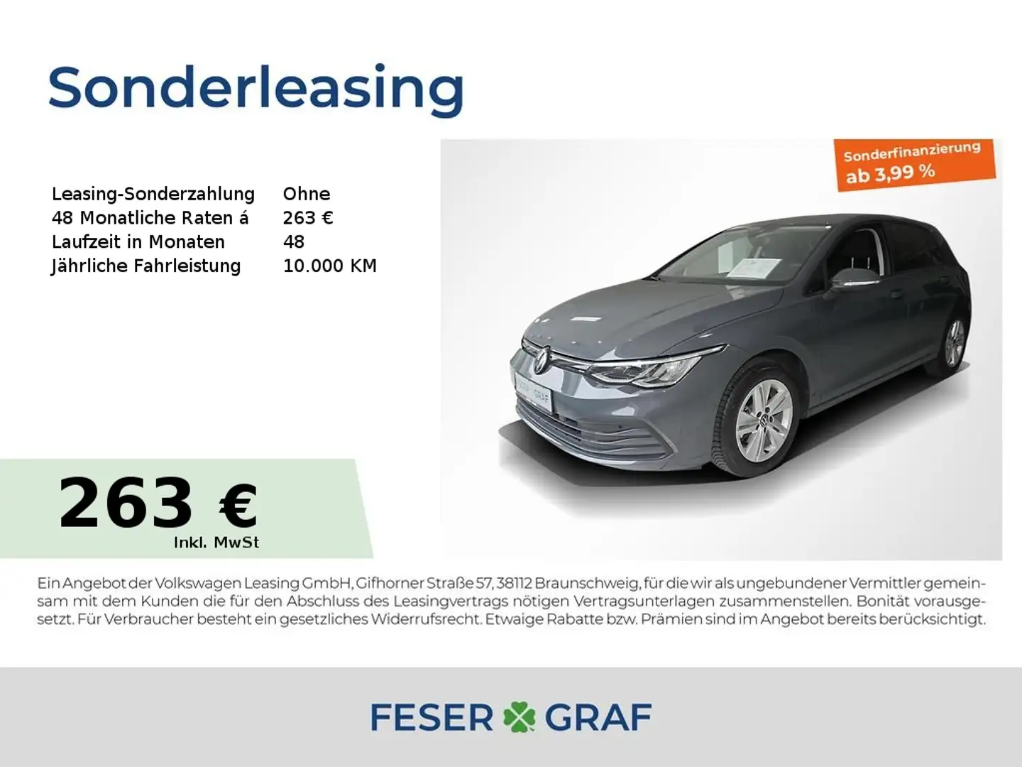 Volkswagen Golf 8 Life 1.5 eTSI DSG Navi Kamera LED SiHz Grijs - 1