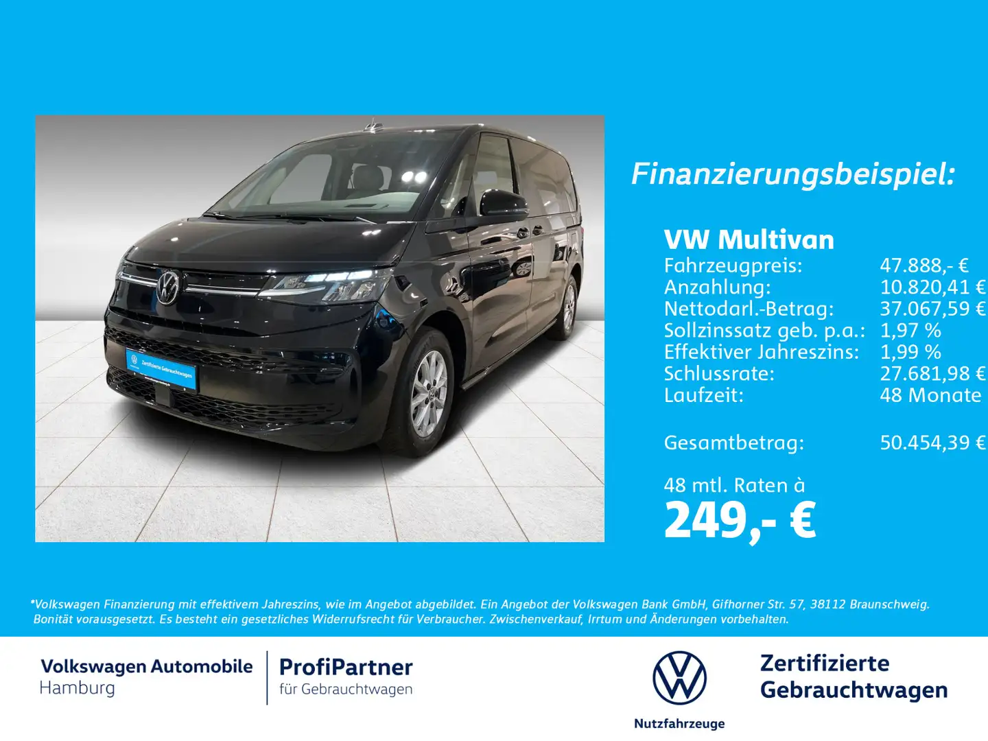 Volkswagen T7 Multivan 2.0 TDI Life DSG AHK LED Navi Head-up Schwarz - 1