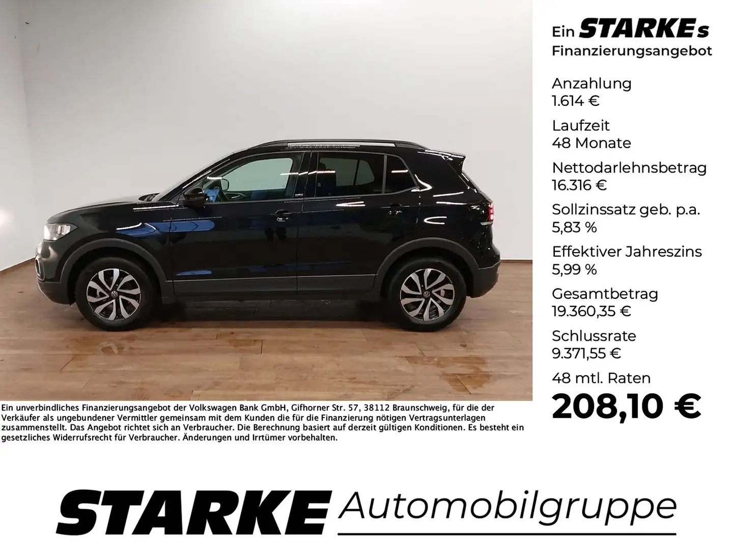 Volkswagen T-Cross 1.0 l TSI Active Schwarz - 1