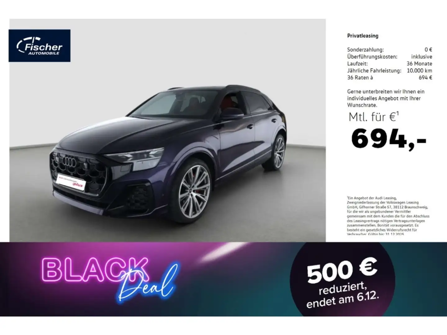 Audi SQ8 TFSI quattro AHK/P-Dach/23''/StHz/360/Matrix Violett - 1