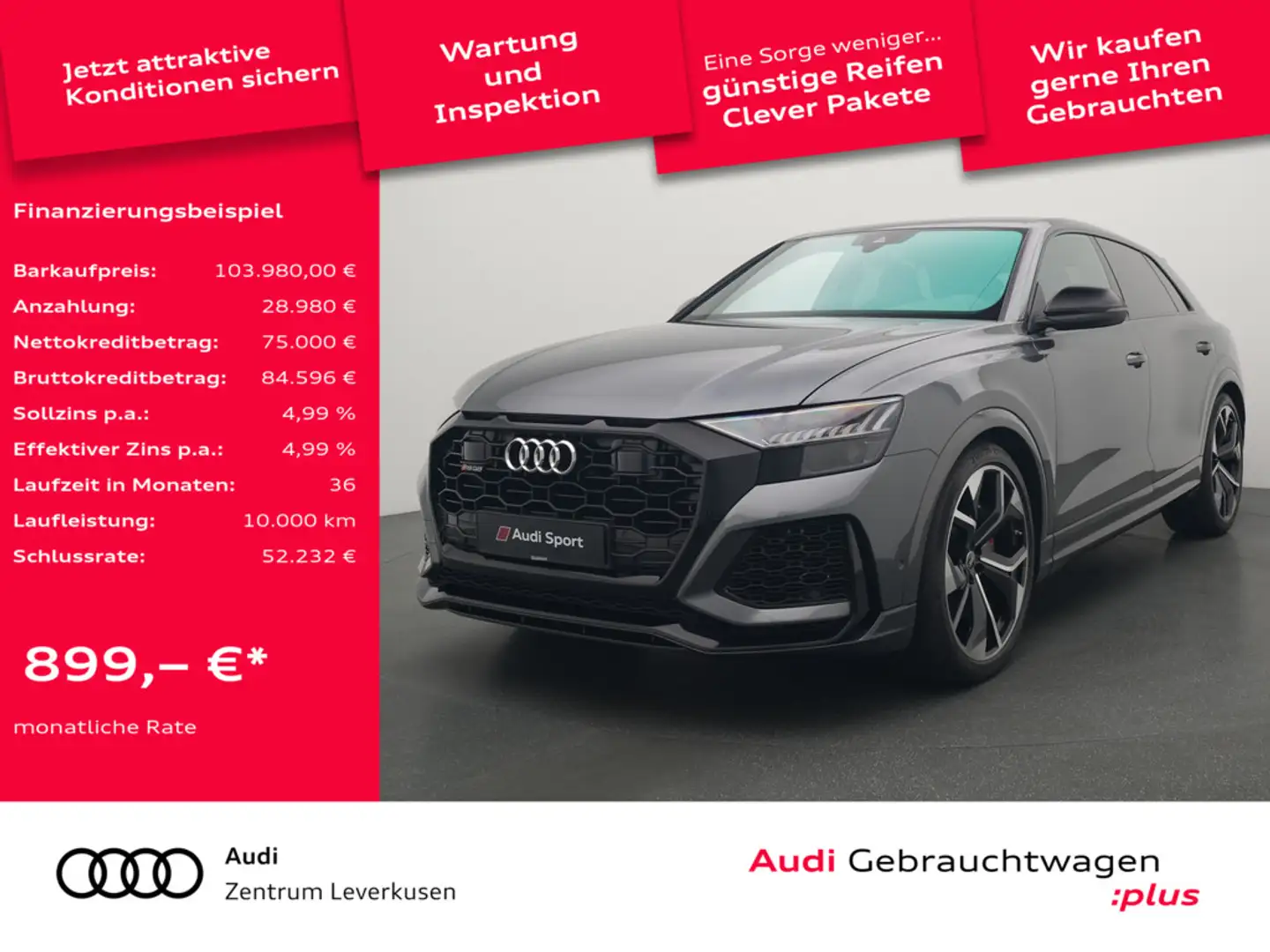 Audi RS Q8 305KM/H AHK KERAMIK LUFT DYNAMIK PLUS Grau - 1