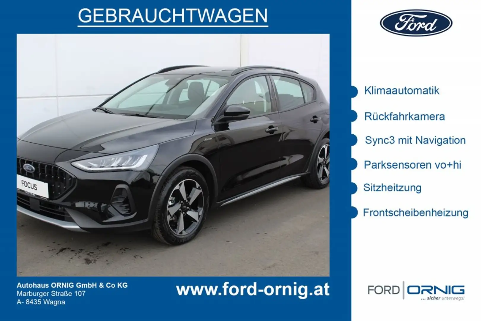Ford Focus Active 5trg. 1.0Ecoboost 125PS mHEV Automatik Schwarz - 1