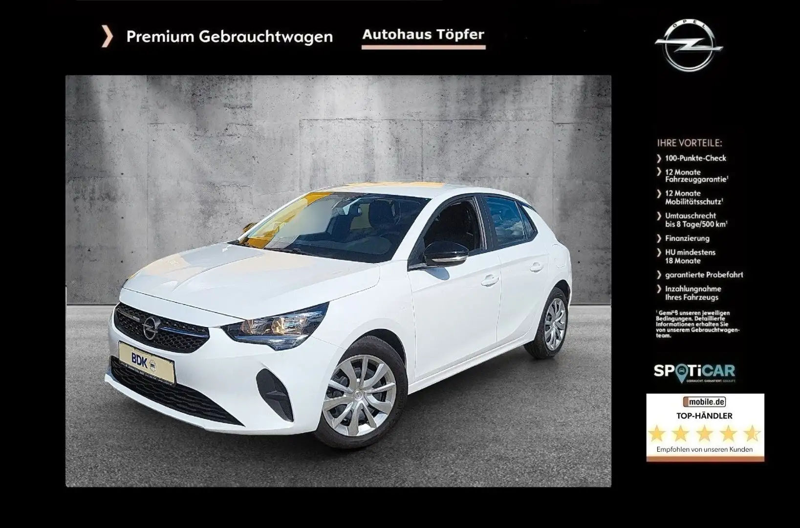 Opel Corsa F Sondermodell "Edition" 1-Hand/Garantie Weiß - 1