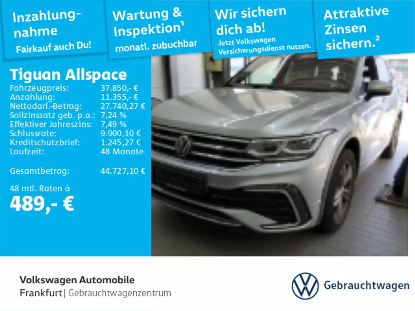 Volkswagen Tiguan Allspace 2.0 TSI DSG R-Line 4Motion Navi Silber - 1