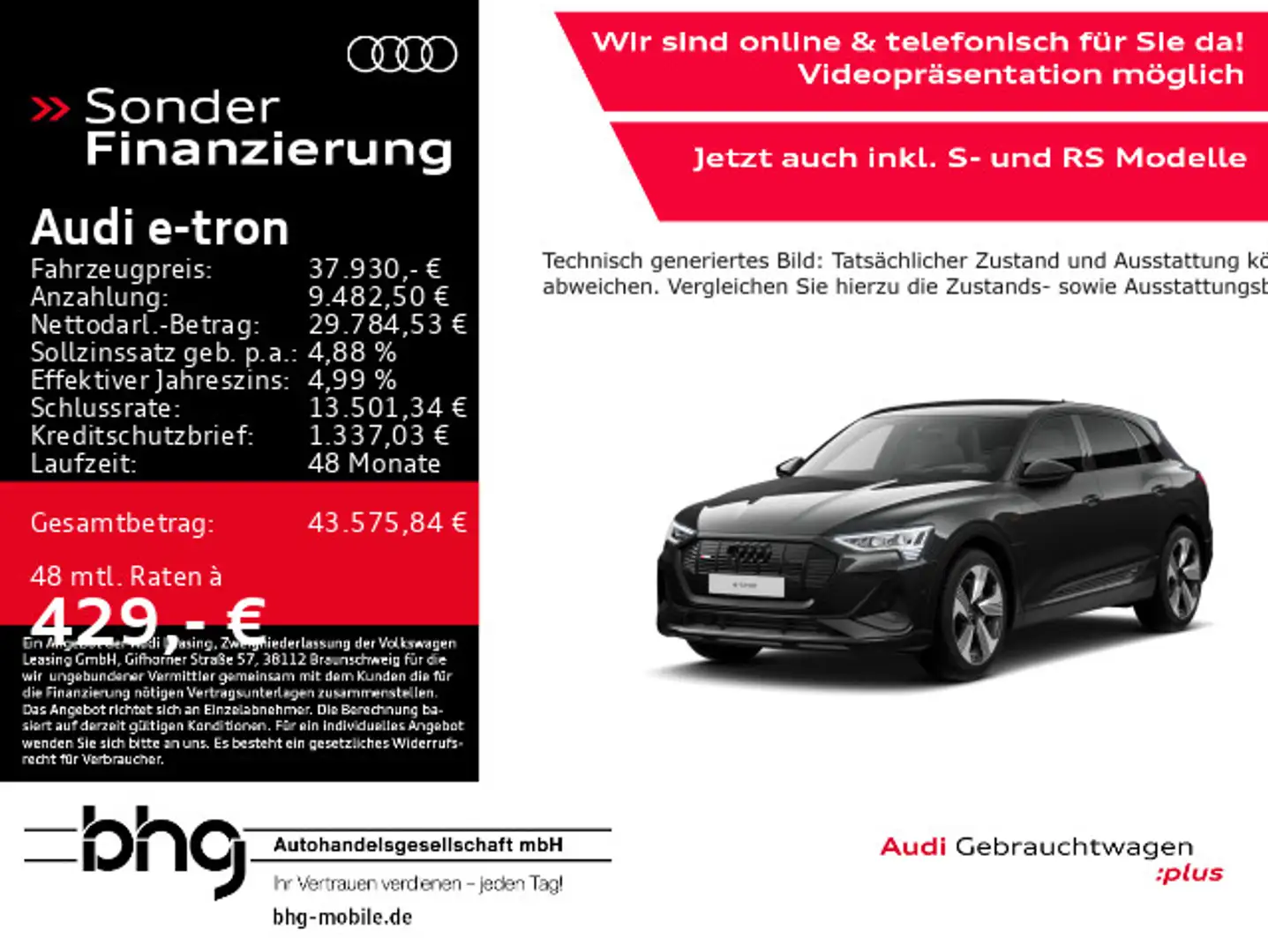 Audi e-tron 50 quattro S line Schwarz - 1