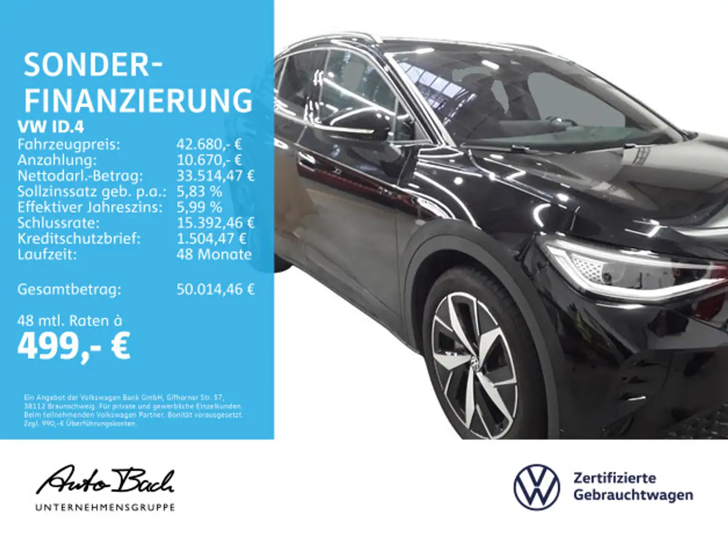 Volkswagen ID.4 GTX Navi LED Standhzg ACC CarPlay EPH Noir - 2