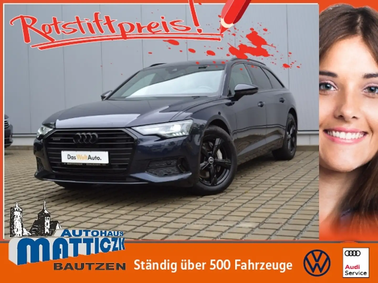Audi A6 Avant Sport 50 TDI quattro Tip. BLACK-OPTIK/AHK/L Bleu - 1