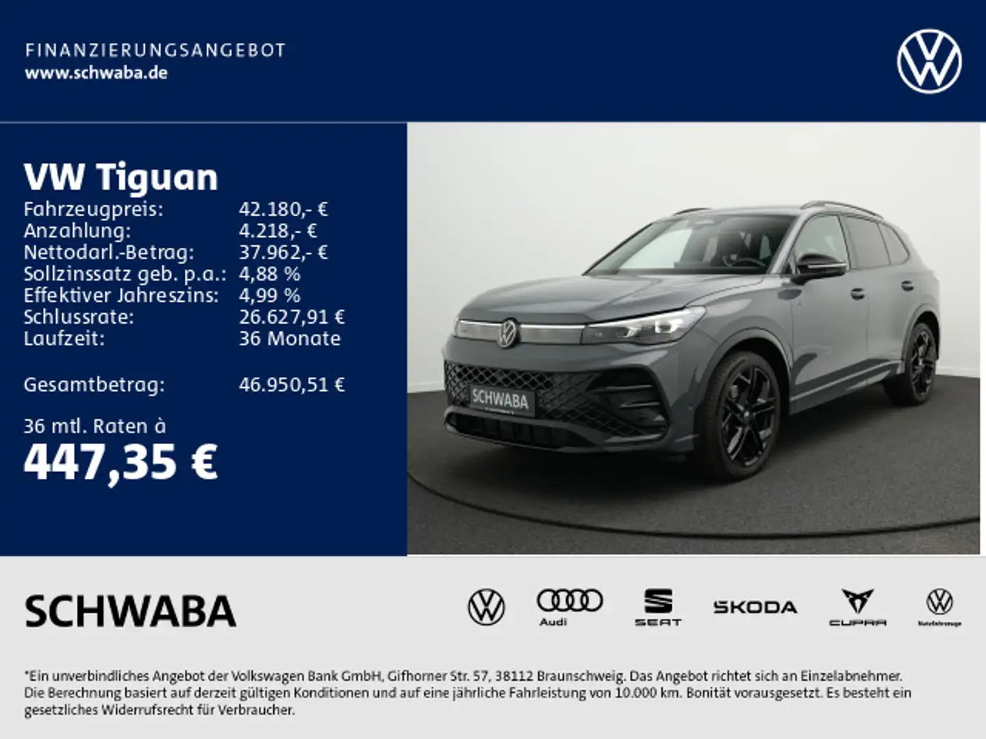 Volkswagen Tiguan R-Line 2.0 TDI DSG *IQ.LIGHT*AHK*360°*20" Gris - 1