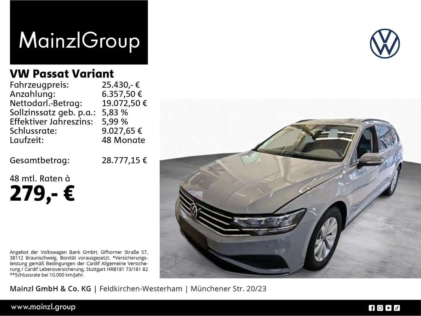 Volkswagen Passat Variant 1.5 TSI DSG AHK Navi SHZ Kamera Grau - 1