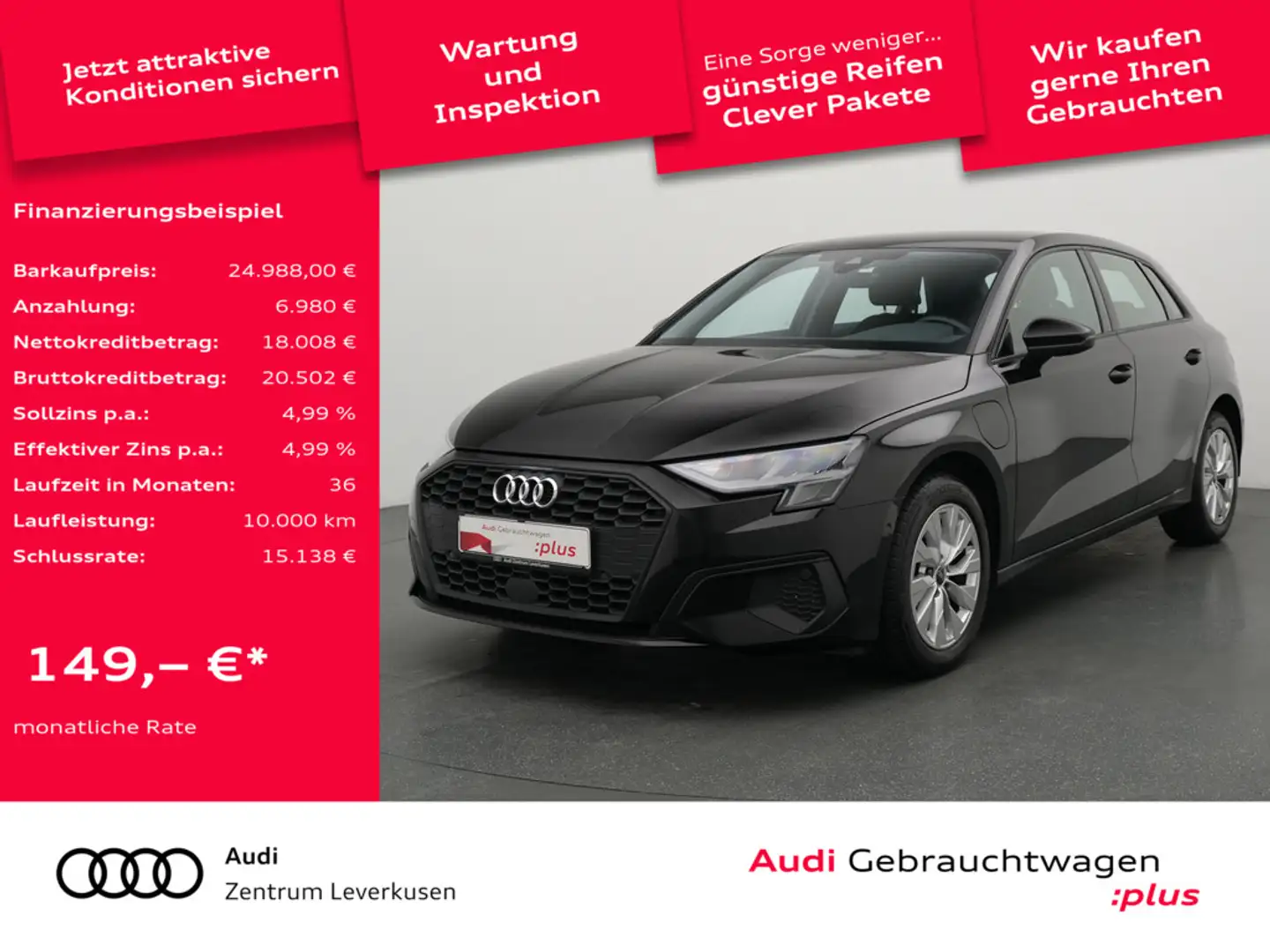Audi A3 Sportback S-TRON VIRT PDC CARPLAY LED NAVI Schwarz - 1