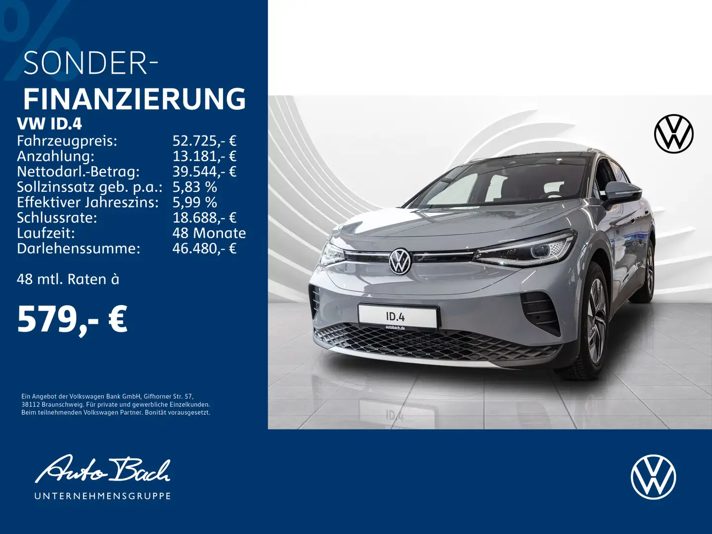 Volkswagen ID.4 Pure 125 kW (170 PS) 52 kWh 1-Gang-Automati Grau - 1