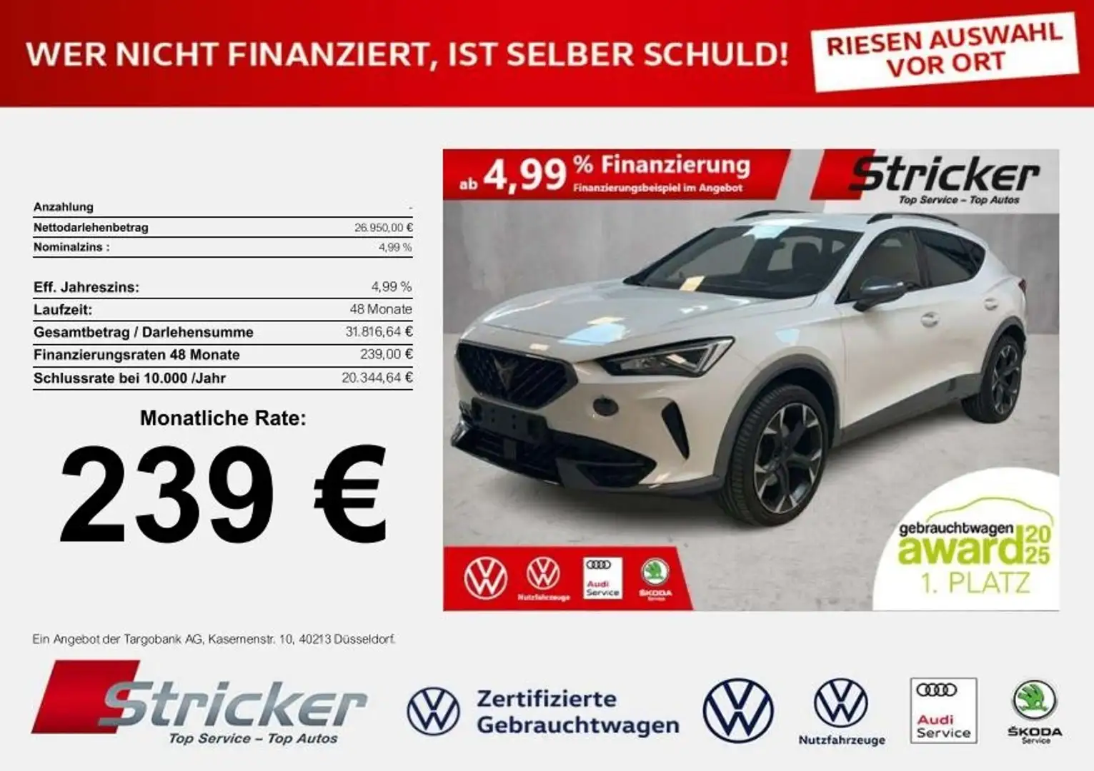 CUPRA Formentor 1.5TSI DSG 239,-ohne Anzahlung Kamera Sitzheizung Weiß - 2