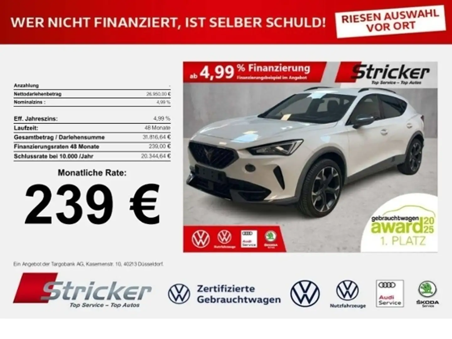 CUPRA Formentor 1.5TSI DSG 239,-ohne Anzahlung Kamera Sitzheizung Weiß - 1