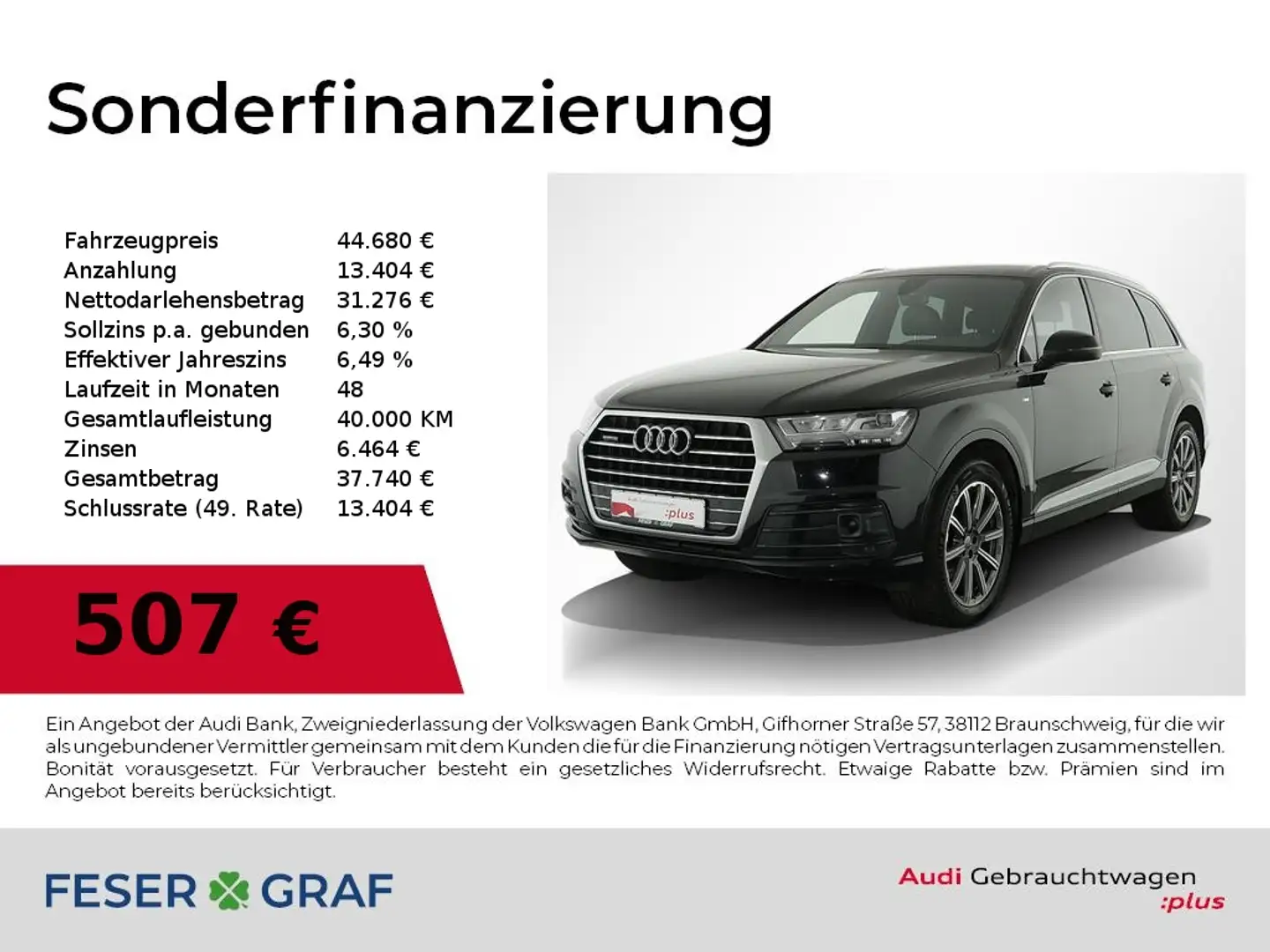 Audi Q7 3.0 TDI 2x S Line Leder,LED,Navi,AHK,HUD Schwarz - 1