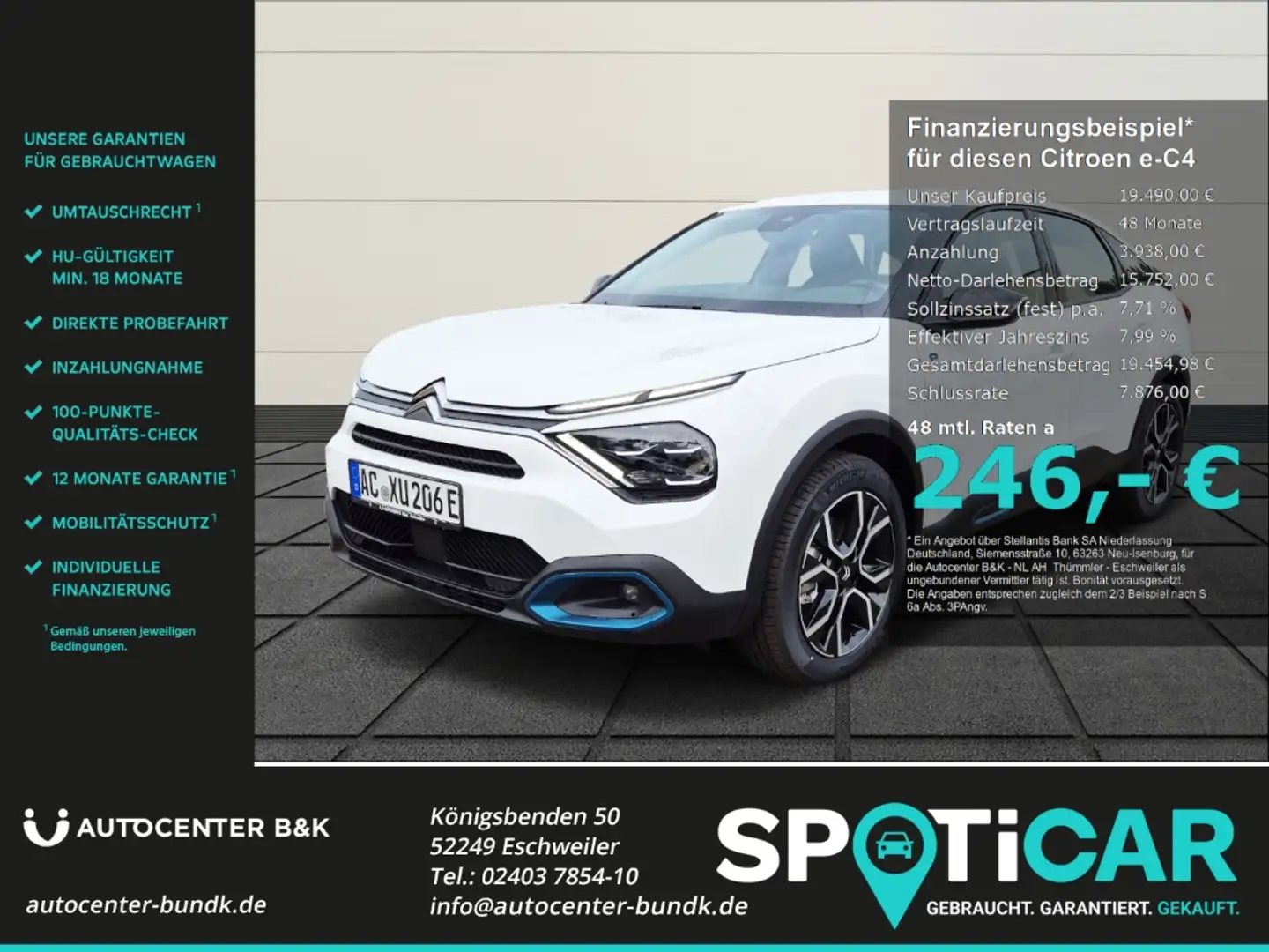Citroen E-C4 Electric 136 FEEL PACK Navi Kamera 18'' Alu incl. Wallbox t Weiß - 1