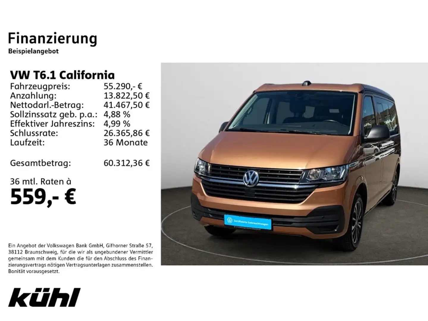 Volkswagen T6.1 California 2.0 TDI DSG Coast Markise,LM17,S Braun - 2
