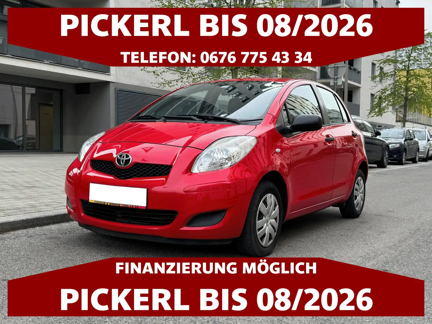 Toyota Yaris 1,0 VVT-i | PICKERL BIS 08/2026 Rouge - 1
