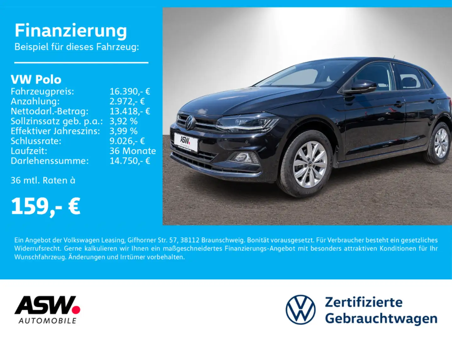 Volkswagen Polo Highline 1,0 TSI DSG LED NAVI ACC PDC SHZ Zwart - 1