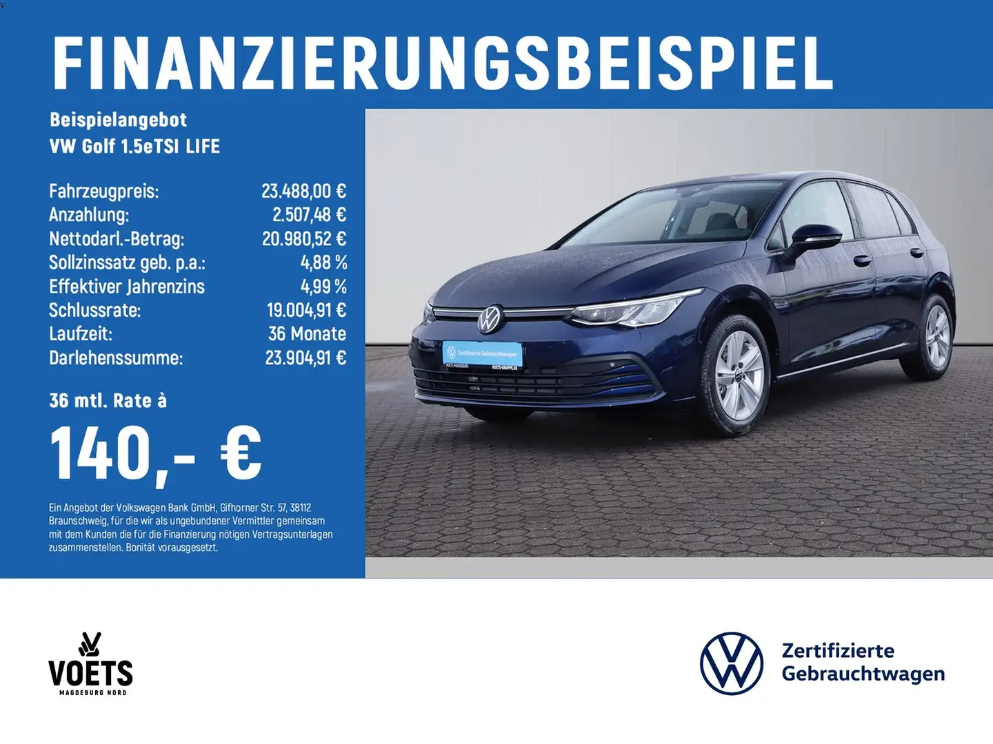 Volkswagen Golf 1.5eTSI LIFE LED+Navi+Sitzhzg.+PDC Azul - 2