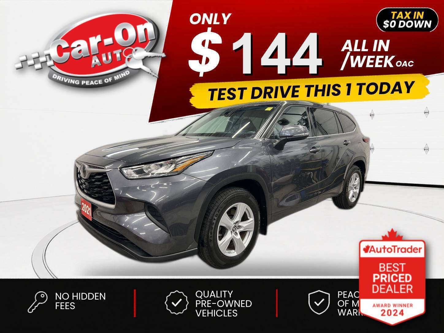 Gray 2021 Toyota Highlander SUV / Crossover All-Wheel Drive Automatic