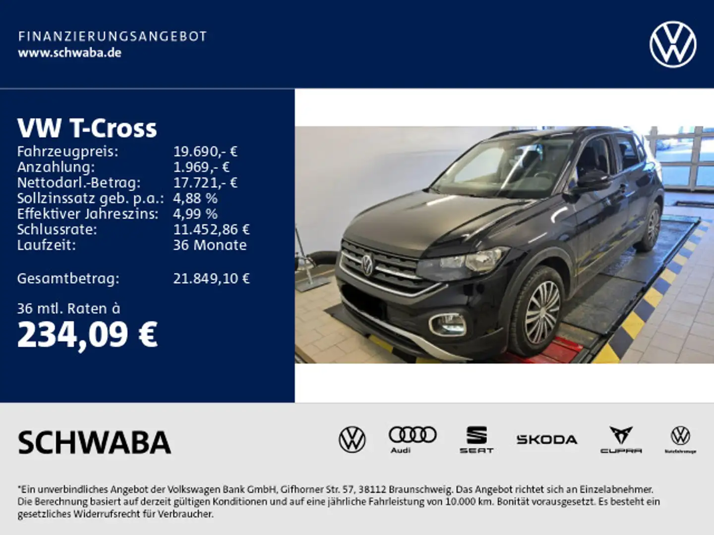 Volkswagen T-Cross ACTIVE 1.0 TSI *ACC*AHK*VIRTUAL*NAVI*16* Noir - 1
