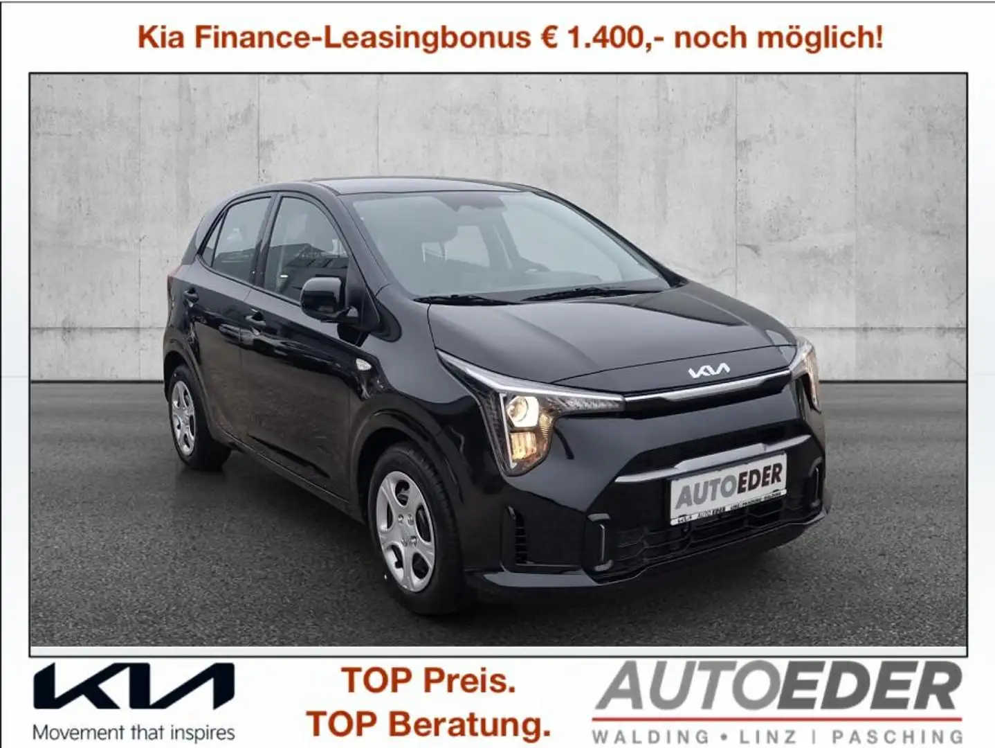 Kia Picanto 1,0 GDI Titan 4 Stz. Schwarz - 1