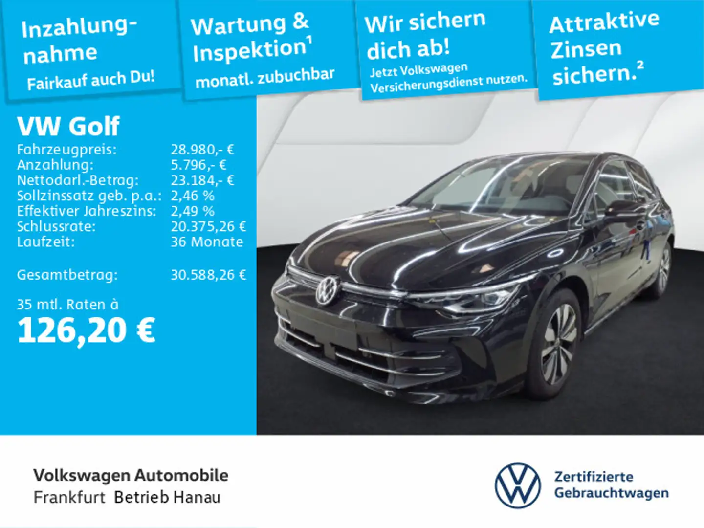 Volkswagen Golf VIII 2.0 TDI DSG Goal Navi LEDPlus DAB+ Fro Schwarz - 1