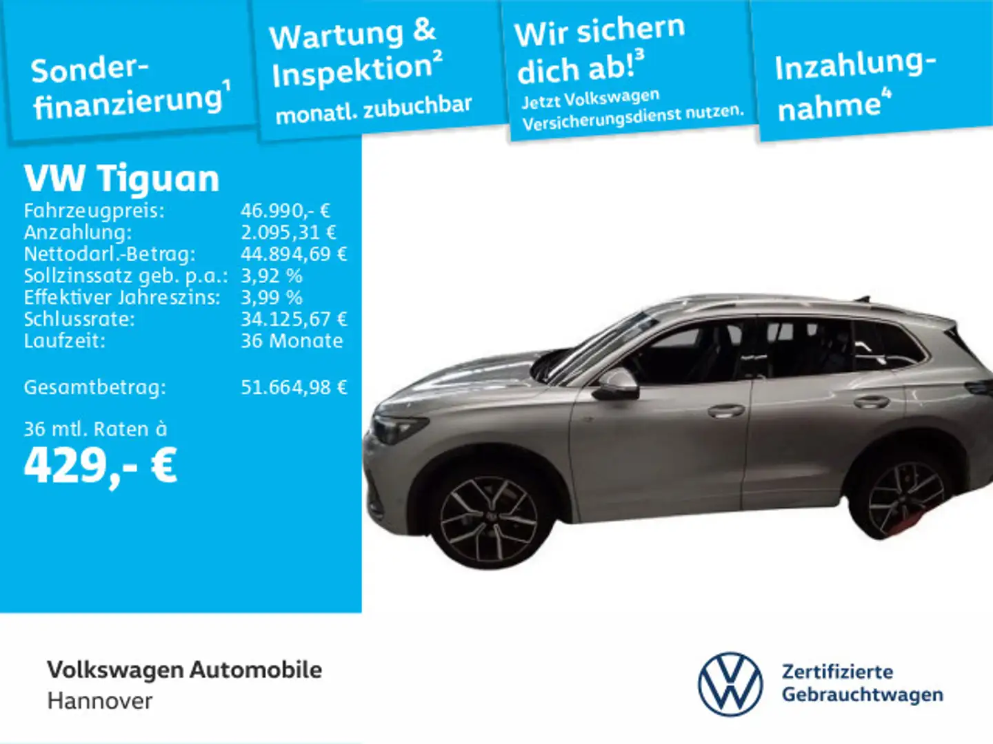 Volkswagen Tiguan 2.0 TSI DSG R-Line 4Motion Navi AHK Kamer Silber - 1