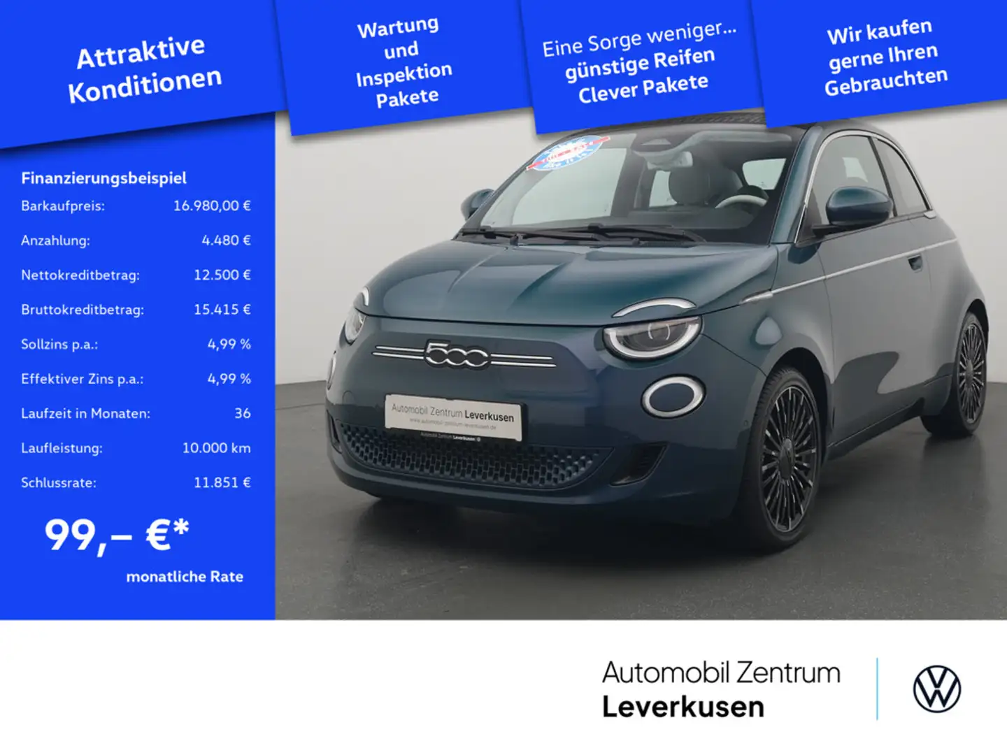 Fiat 500e Cabrio La Prima 1 von 500 PANO NAVI VIRT Grün - 1