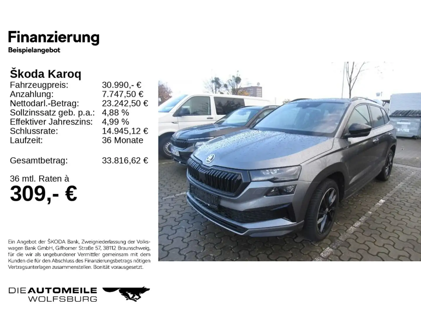 Skoda Karoq 1.5 TSI DSG Sportline Pano/Tempo/Einparkhi Grau - 2
