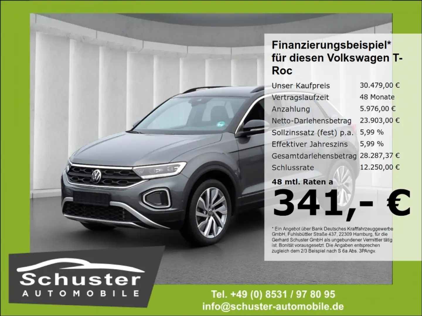 Volkswagen T-Roc GOAL+ TDI*DSG AHK LED+ ACC R-Kam Navi 18* Grau - 1