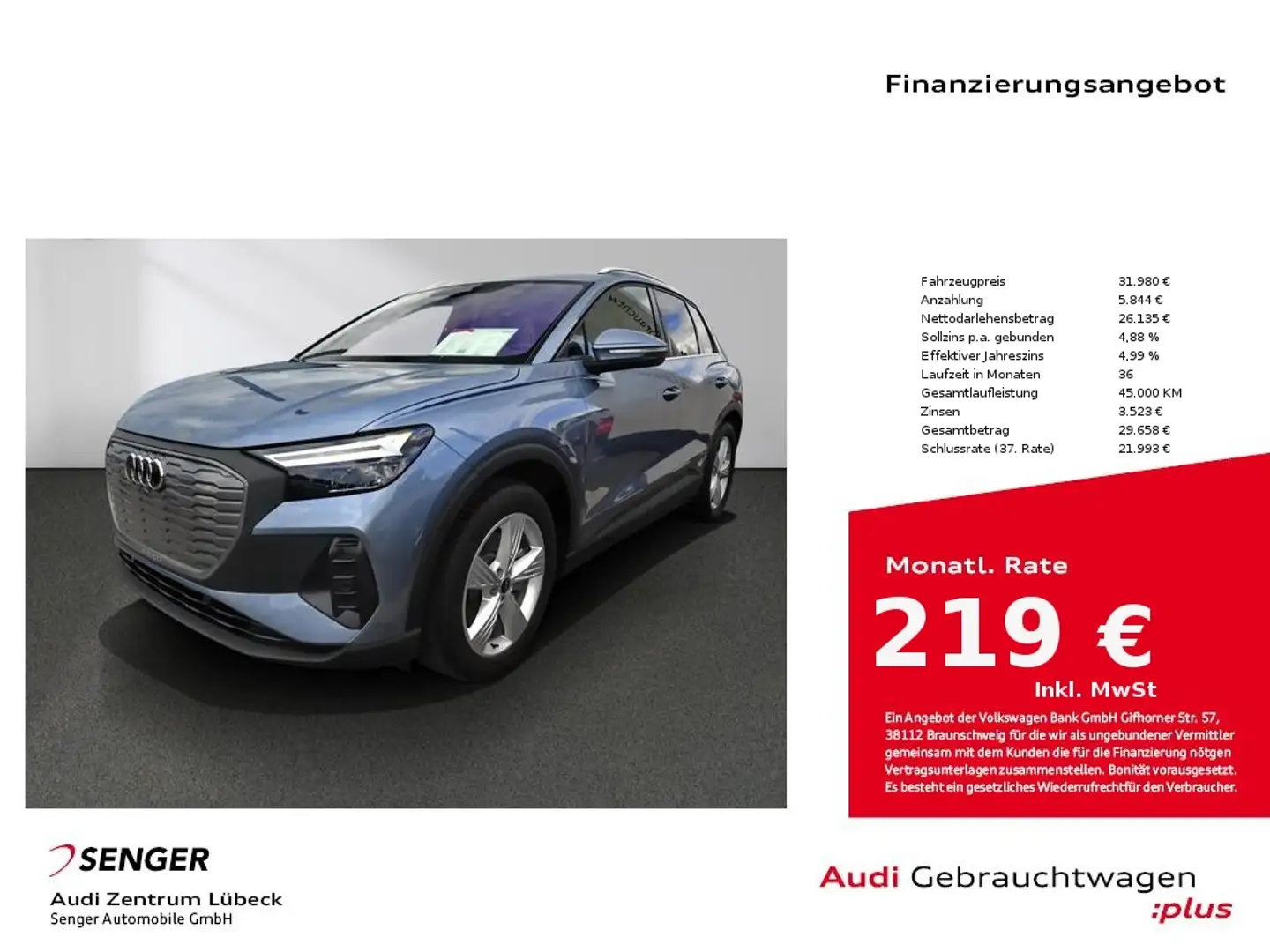 Audi Q4 e-tron 40 Navi LED PDC ACC SHZ Bleu - 1