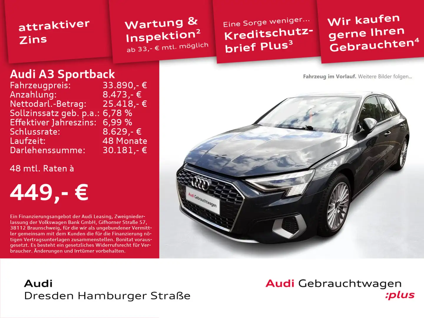 Audi A3 Advanced 35TFSI Matrix-LED S tronic Gris - 1