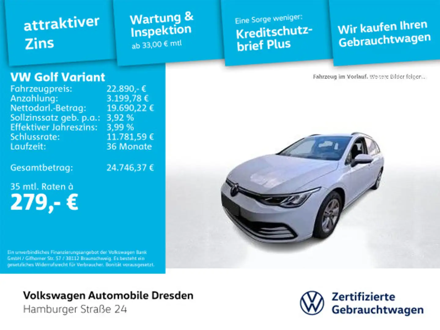 Volkswagen Golf Variant Golf VIII Variant Life 1.0 TSI LED AHZV APP PDC Blanc - 1