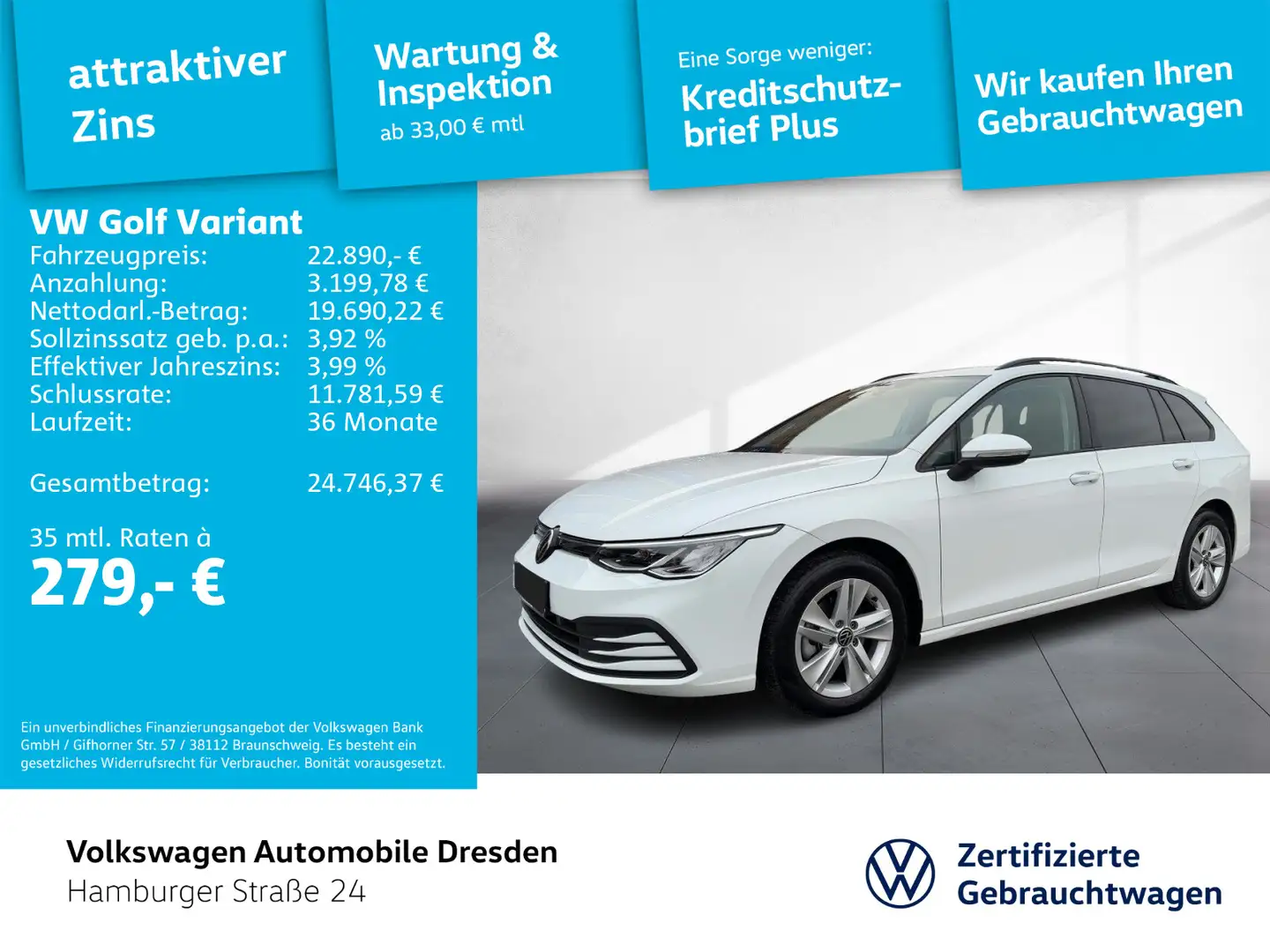 Volkswagen Golf Variant Golf VIII Variant Life 1.0 TSI LED AHZV APP PDC Blanc - 1