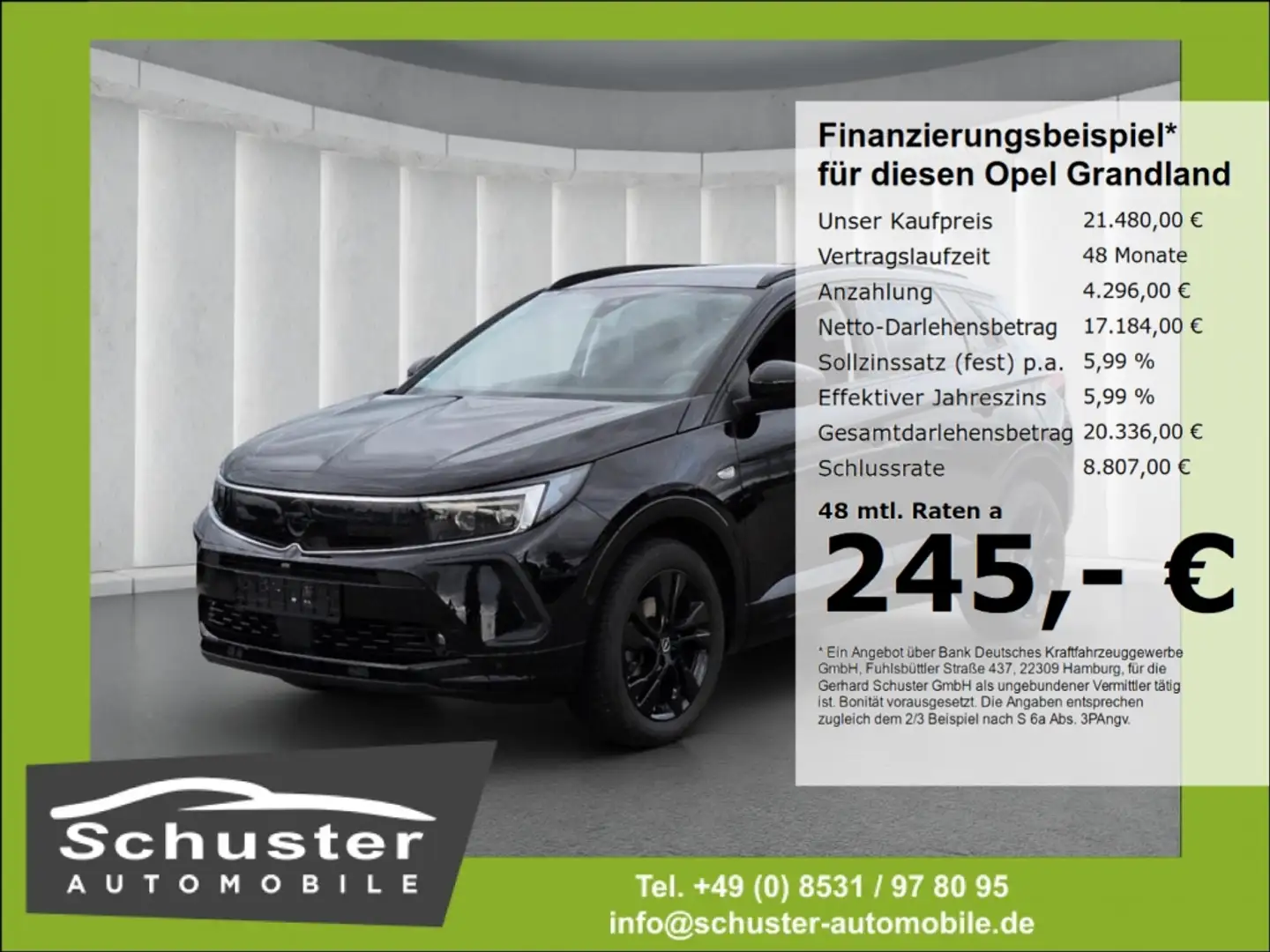 Opel Grandland GS-LINE 1.5D*Autom LED Navi R-Kam 18* Schwarz - 1
