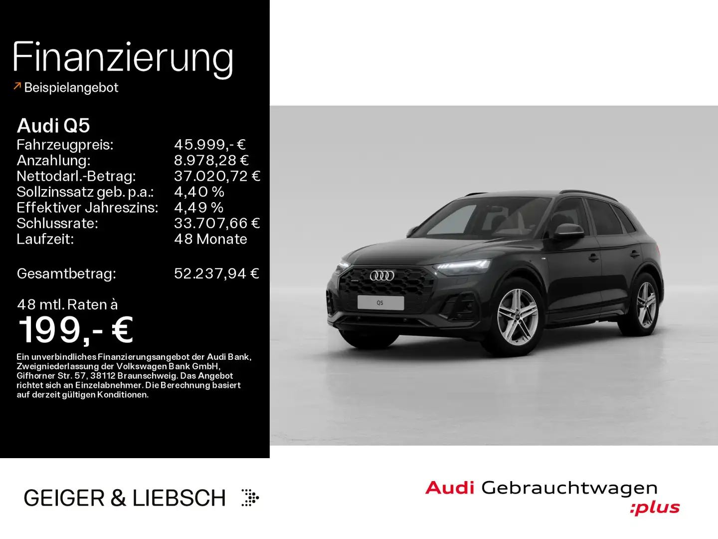 Audi Q5 45 TFSI quattro S-LINE*NAVI-PLUS*MATRIX*AHK*O Schwarz - 1