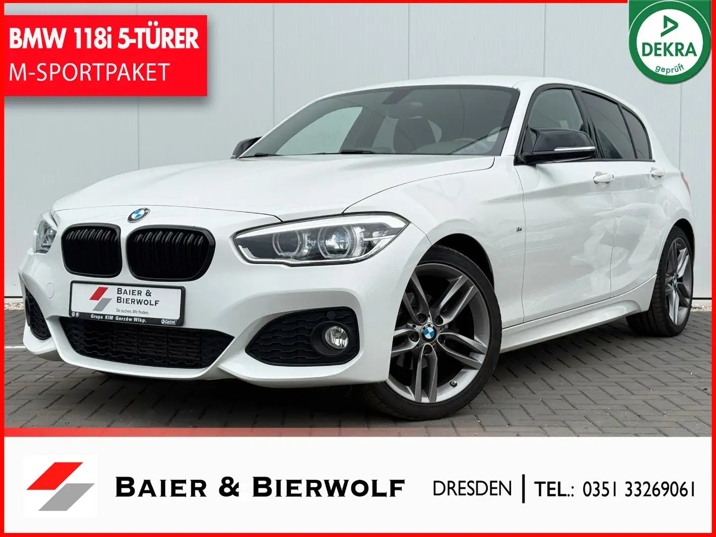 BMW 118 i M Sport LED SHZ 5-TÜRER BLUETOOTH ALCANT. Weiß - 1