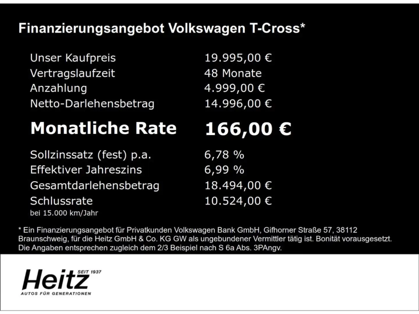Volkswagen T-Cross 1.0 TSI Navi Klimaaut SHZ PDC Bluetooth Noir - 2