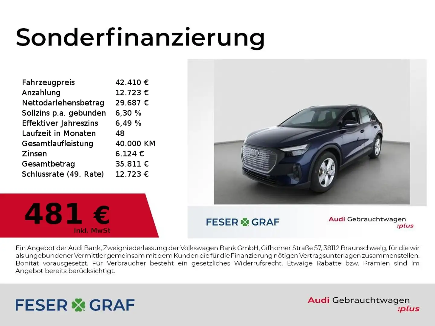 Audi Q4 e-tron 45 e-tron LED/Klima+Komfort/PDC/SHZ/19 Zoll Blau - 1