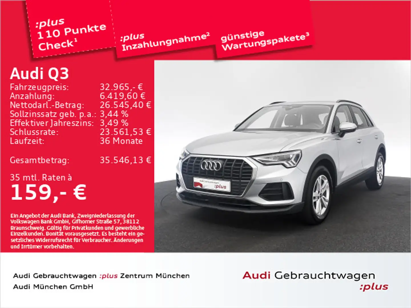 Audi Q3 35 TDI S tronic Navi+/LED/ACC/Virtual+ Plateado - 1