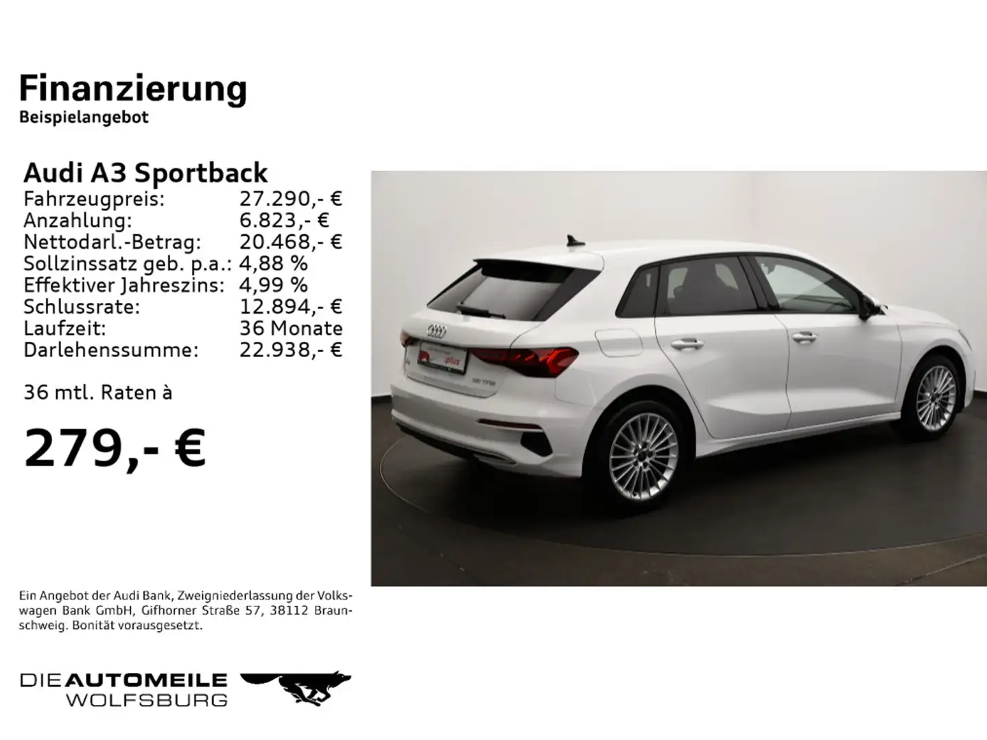 Audi A3 1.5 TSI S-tronic advanced Rückkam/M Weiß - 2
