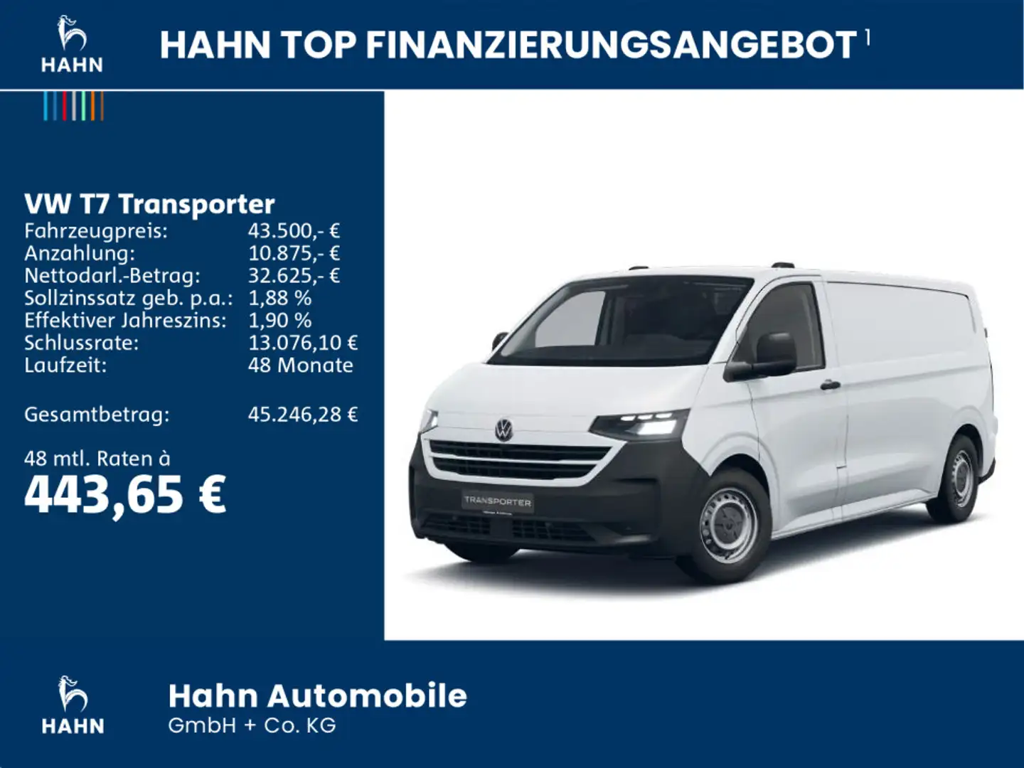 Volkswagen T7 Transporter Kasten 110kW TDI 8-G Aut. LR Weiß - 2