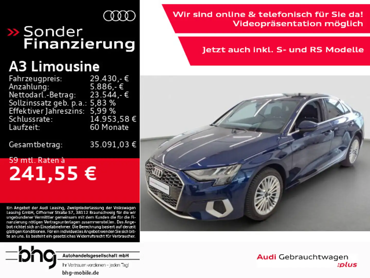 Audi A3 35 TFSI S tronic advanced LED MMI c Blau - 1