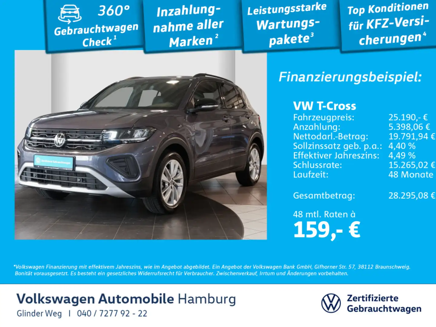 Volkswagen T-Cross 1.0 TSI Goal DSG Ganzjahresreifen ParkAs Grau - 1