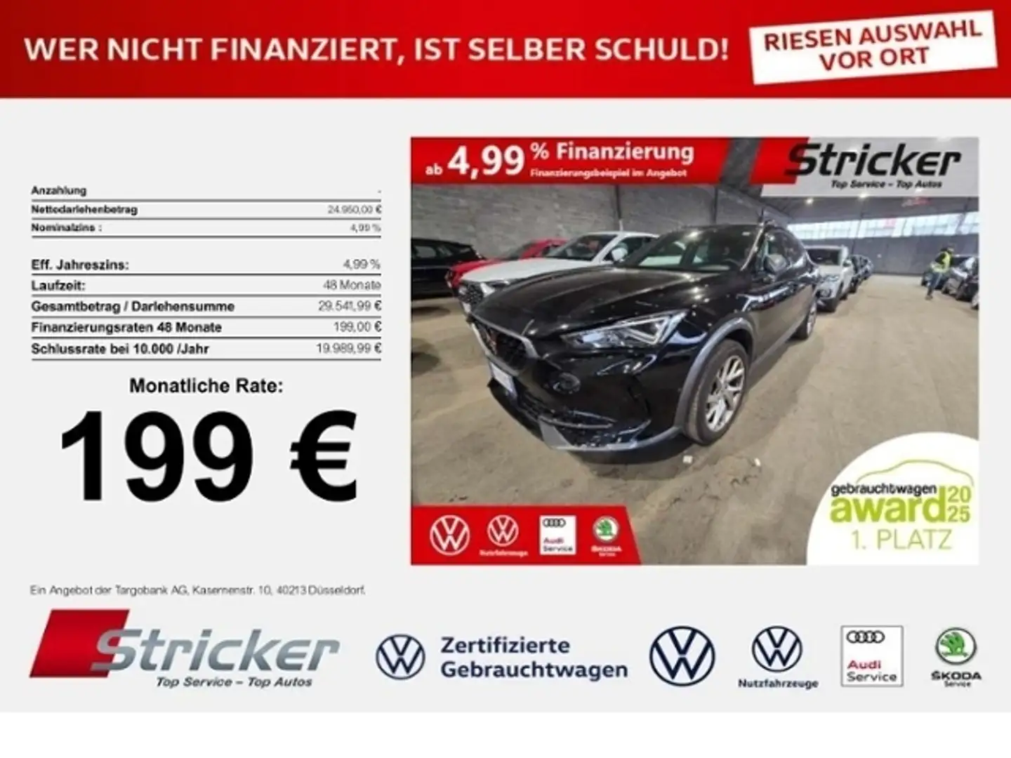 CUPRA Formentor 1.5TSI DSG 199,-ohne Anzahlung Navi ACC Schwarz - 1