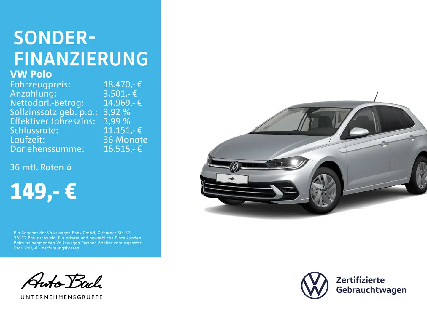 Volkswagen Polo 1.0 TSI Style, Navi, LED-Matrix, Park Assis Zilver - 1